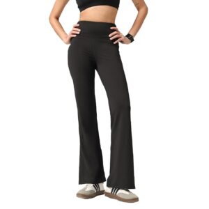 BlissClub Ultimate Flare Pants Lite Regular for Women Upto 5'4 ft | High Waist Trousers and Formal Pants for Office wear | Comfortable fit